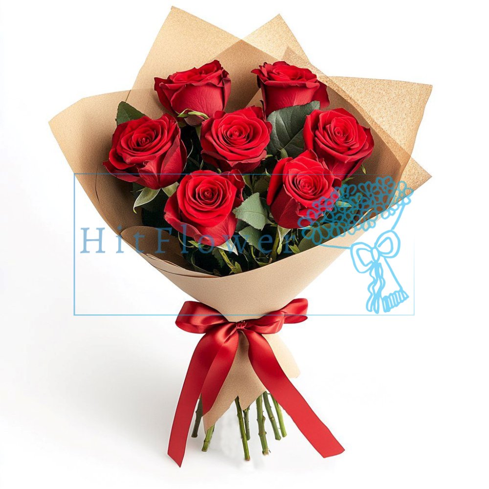 Букет из 7 красных роз Букет роз 7 красных роз